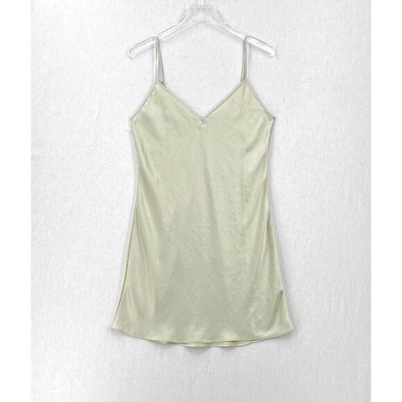 ARITIZIA WILFRED Only Slip Mini Dress Womens Large Light Green Satin Sexy Party - Picture 1 of 16